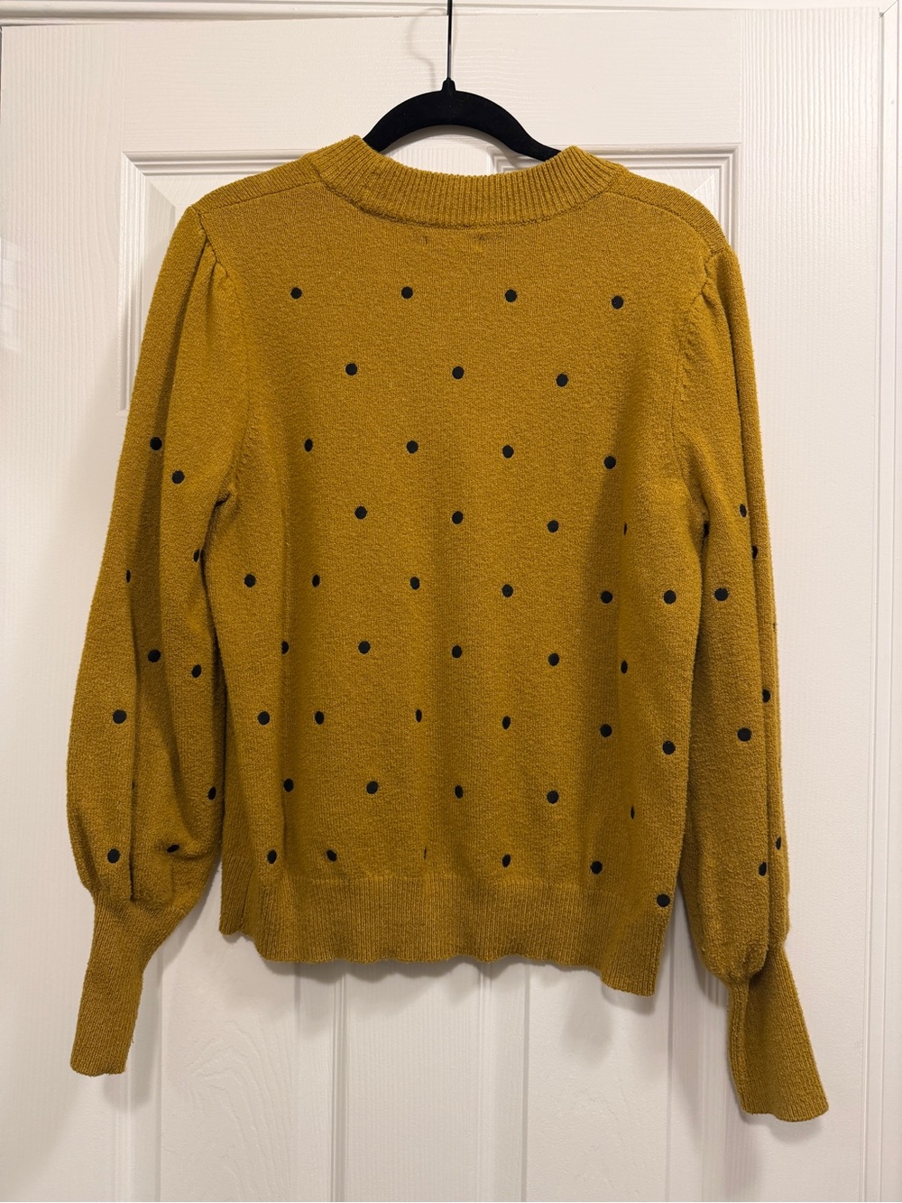 Who What Wear Mustard Polka Dot Crewneck Sweater